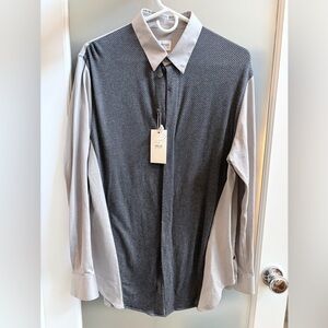 Armani Collezioni Two-Tone Gray Button Down Shirt